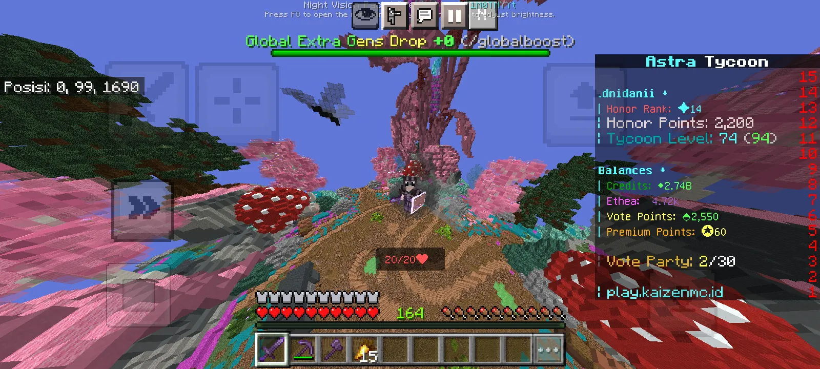im relaxing in the pvp warp in tycoon, waiting for an opponent who can beat me ^v^ #HBD Kaizen Netwo